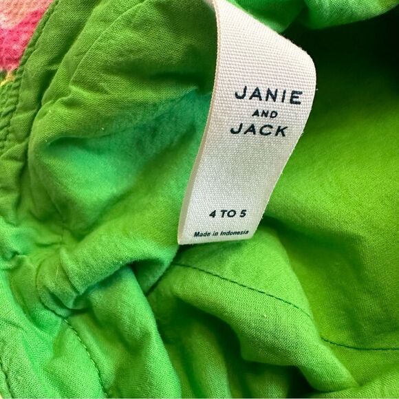 Janie And Jack Bucket Hat Girls Size 4 to 5 Green Pink Floral Print - Picture 11 of 13